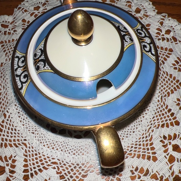 Vintage Noritake Blue Lustre Hand painted Sugar Bowl with Lid - Picture 12 of 14